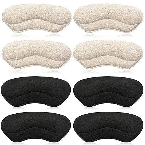 Dr. Foot's Fersenpolster für Kinder und Frauen, selbstklebende Fersenkissen-Einlagen für Mädchen und Jungen – verhindert Rutschen, Reiben, Blasen, Fußschmerzen – 4 Paar (Beige+Schwarz)