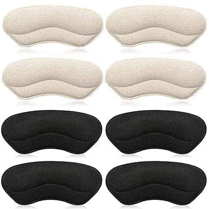 Dr. Foot's Fersenpolster für Kinder und Frauen, selbstklebende Fersenkissen-Einlagen für Mädchen und Jungen – verhindert Rutschen, Reiben, Blasen, Fußschmerzen – 4 Paar (Beige+Schwarz)