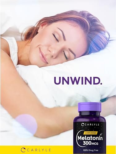 Carlyle Melatonin 300 mcg | 365 Tabletten | Niedrige Dosierung | Vegetarisch, Nicht-GVO, Glutenfrei