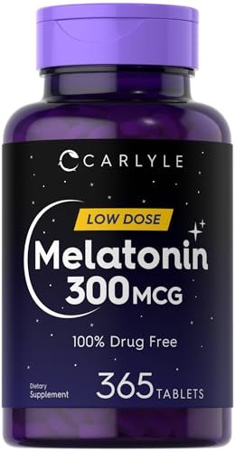 Carlyle Melatonin 300 mcg | 365 Tabletten | Niedrige Dosierung | Vegetarisch, Nicht-GVO, Glutenfrei