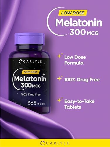 Carlyle Melatonin 300 mcg | 365 Tabletten | Niedrige Dosierung | Vegetarisch, Nicht-GVO, Glutenfrei