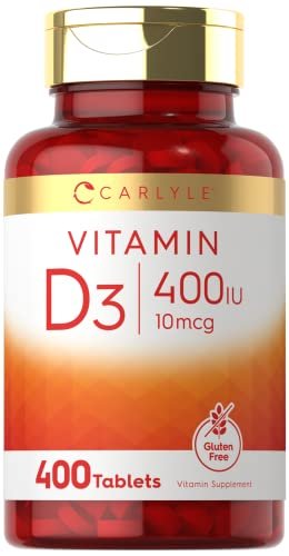 Carlyle Vitamin D3 400 IE (10 µg) | 400 Tabletten | Großpackung | Vegetarische, nicht gentechnisch veränderte und glutenfreie Formel | Vitamin-D-Ergänzung