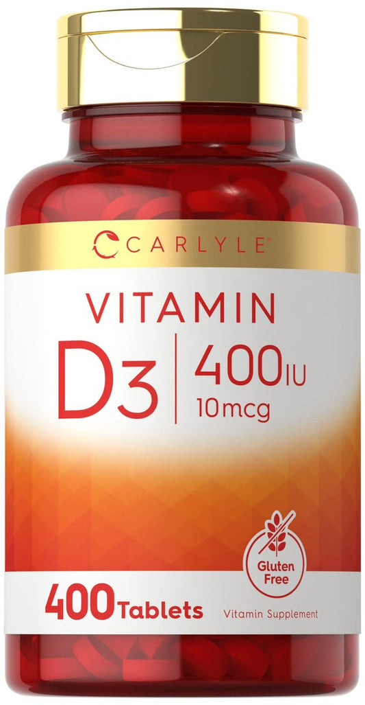 Carlyle Vitamin D3 400 IE (10 µg) | 400 Tabletten | Großpackung | Vegetarische, nicht gentechnisch veränderte und glutenfreie Formel | Vitamin-D-Ergänzung