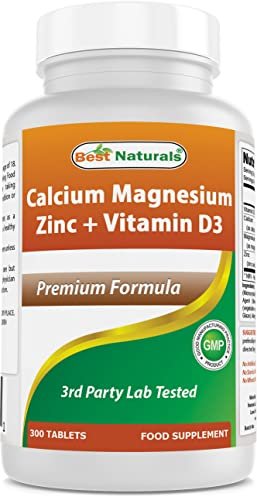 Best Naturals Calcium Magnesium Zink mit Vitamin D3, 300 Tabletten - Calcium 1000 mg, Magnesium 400 mg, Zink 25 mg & D3 600 IE pro Portion (3 Tabletten)