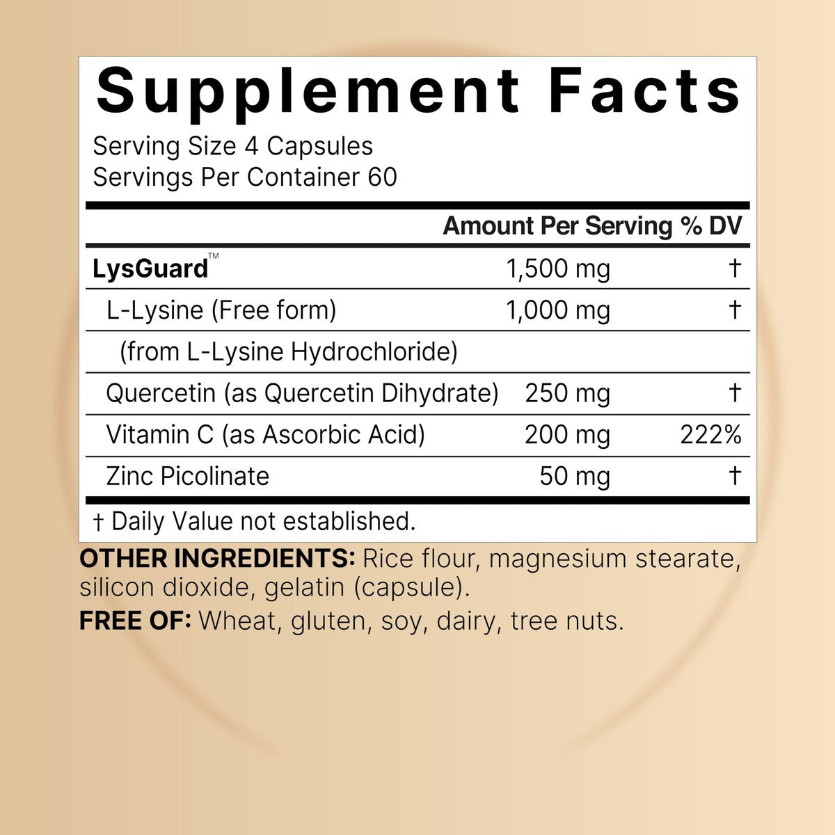 NatureBell L-Lysin 1.000 mg Kapseln + Quercetin 250 mg mit Vitamin C und Zink, 240 Stück | Freie Form Aminosäuren, L-Lysin Komplex | Non-GMO, Glutenfrei