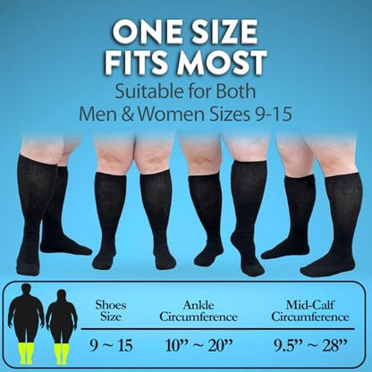 Gooi Extra Weite Socken für geschwollene Füße, weiche Dehnung bis 30 Zoll, Senioren, Diabetiker, Männer Frauen 10-13 13-15, nicht einschnürend, lockere Passform, Ödeme, Lymphödem, Neuropathie, bariatrisch, Gipsverband, über der Wade, Plus Size