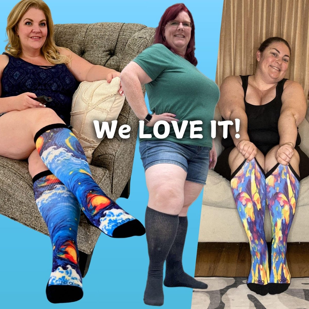 Gooi Extra Weite Socken für geschwollene Füße, weiche Dehnung bis 30 Zoll, Senioren, Diabetiker, Männer Frauen 10-13 13-15, nicht einschnürend, lockere Passform, Ödeme, Lymphödem, Neuropathie, bariatrisch, Gipsverband, über der Wade, Plus Size
