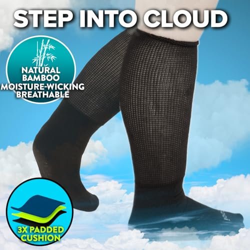 Gooi Extra Weite Socken für geschwollene Füße, weiche Dehnung bis 30 Zoll, Senioren, Diabetiker, Männer Frauen 10-13 13-15, nicht einschnürend, lockere Passform, Ödeme, Lymphödem, Neuropathie, bariatrisch, Gipsverband, über der Wade, Plus Size