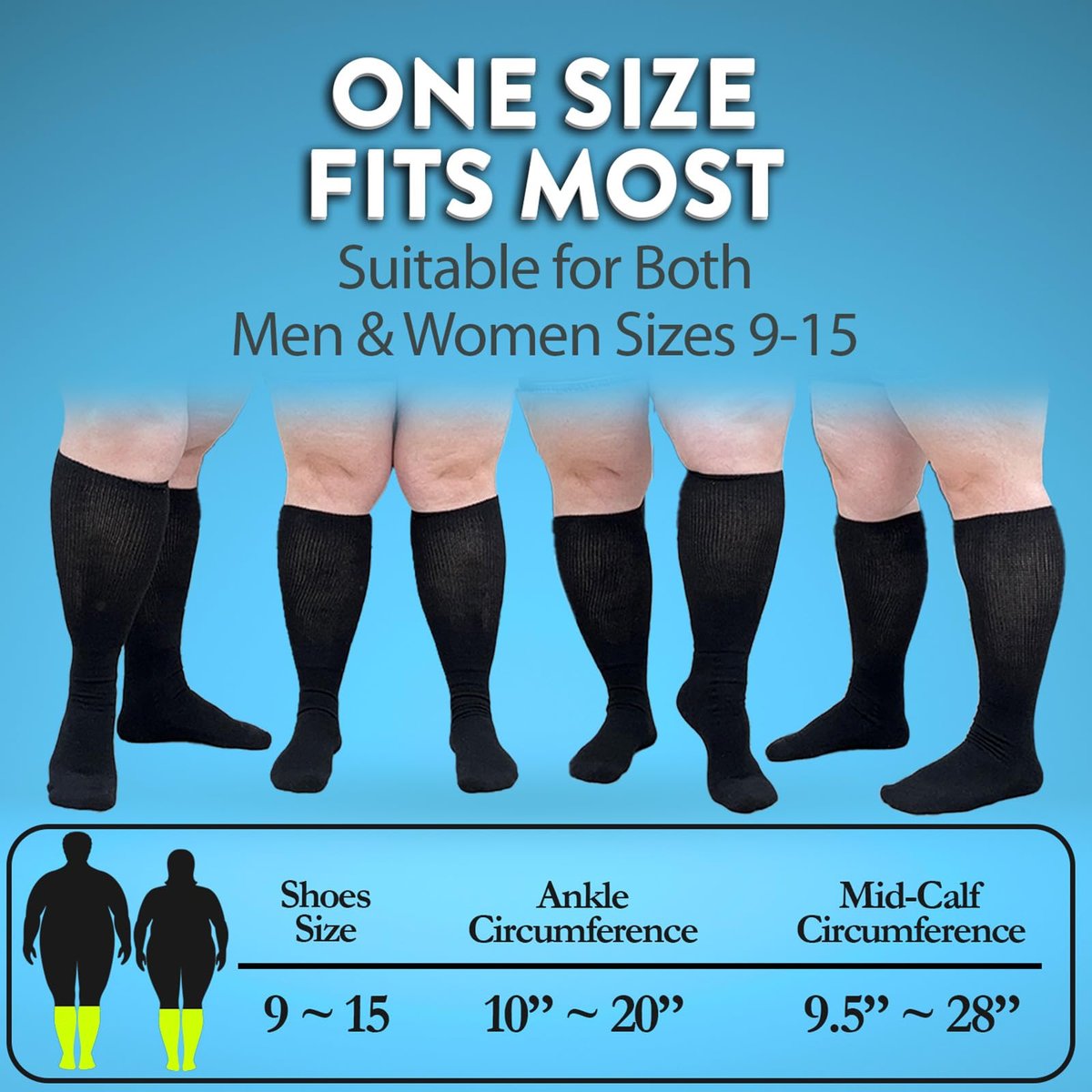 Gooi Extra Weite Socken für geschwollene Füße, weiche Dehnung bis 30 Zoll, Senioren, Diabetiker, Männer Frauen 10-13 13-15, nicht einschnürend, lockere Passform, Ödeme, Lymphödem, Neuropathie, bariatrisch, Gipsverband, über der Wade, Plus Size
