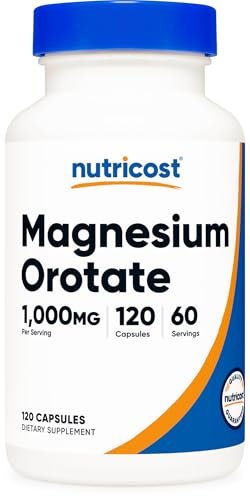 Nutricost Magnesium Orotate Kapseln 1000mg, 120 Kapseln - 60 Portionen, 500mg pro Kapsel, Non-GMO, Glutenfrei