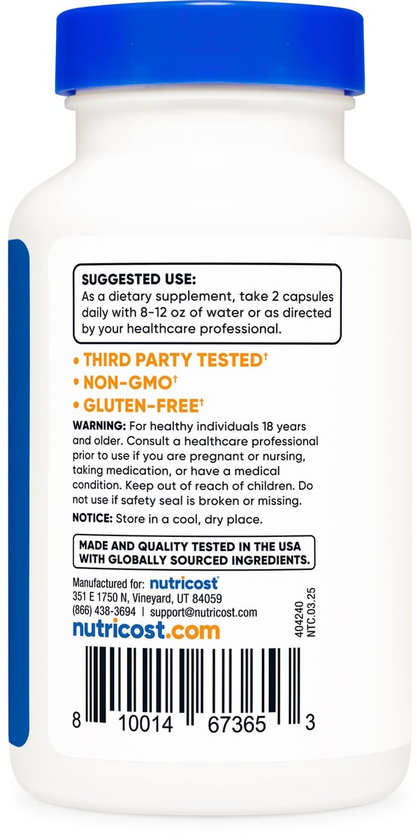 Nutricost Magnesium Orotate Kapseln 1000mg, 120 Kapseln - 60 Portionen, 500mg pro Kapsel, Non-GMO, Glutenfrei