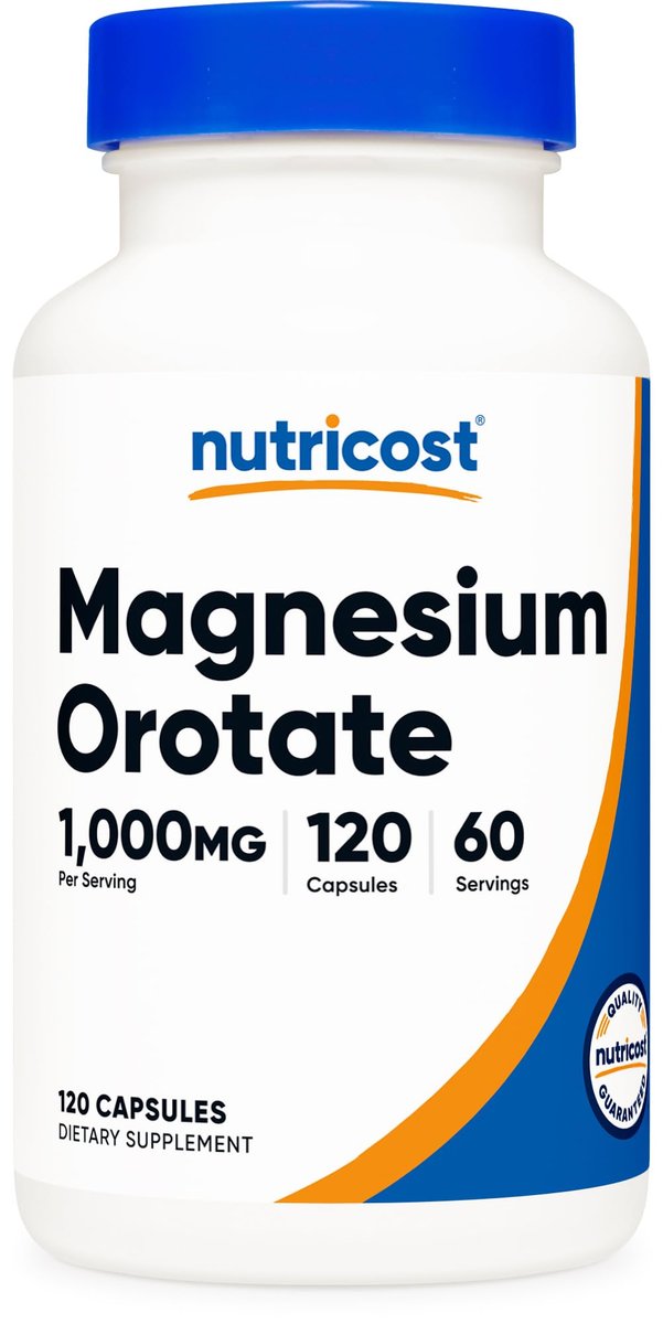 Nutricost Magnesium Orotate Kapseln 1000mg, 120 Kapseln - 60 Portionen, 500mg pro Kapsel, Non-GMO, Glutenfrei