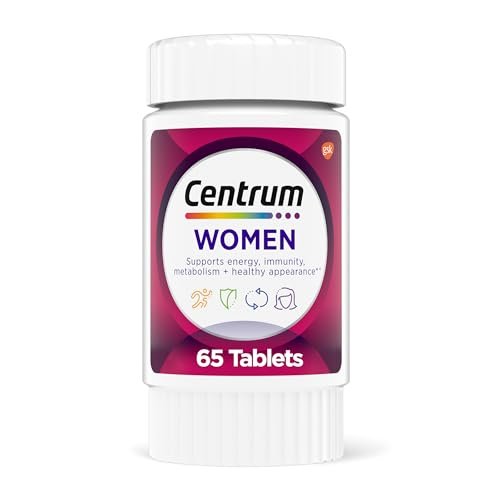 Centrum Multivitamin für Frauen – Multivitamin-/Mineralstoffpräparat mit Eisen, Vitamin D3, B-Vitaminen und Antioxidantien Vitamin C und E, glutenfrei, ohne Gentechnik – 65 Tabletten
