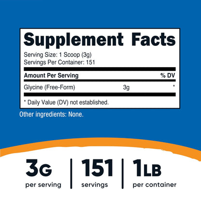 Nutricost Glycin-Pulver 1lb – Nicht-GVO, glutenfrei, reines Aminosäurepulver