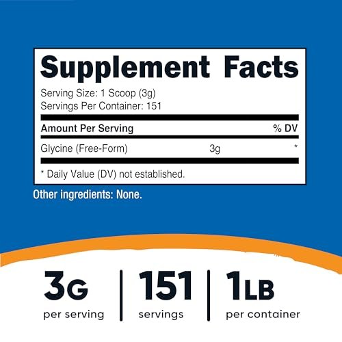 Nutricost Glycin-Pulver 1lb – Nicht-GVO, glutenfrei, reines Aminosäurepulver