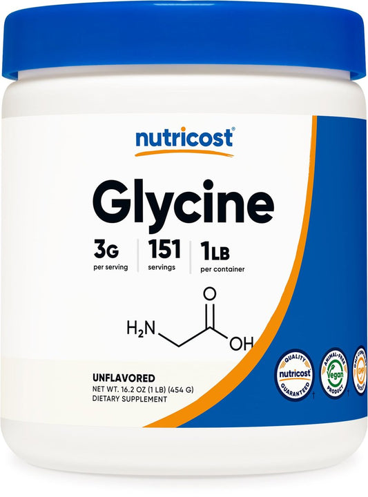 Nutricost Glycin-Pulver 1lb – Nicht-GVO, glutenfrei, reines Aminosäurepulver