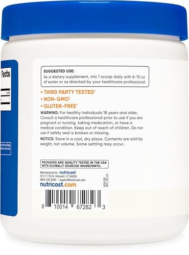 Nutricost Glycin-Pulver 1lb – Nicht-GVO, glutenfrei, reines Aminosäurepulver