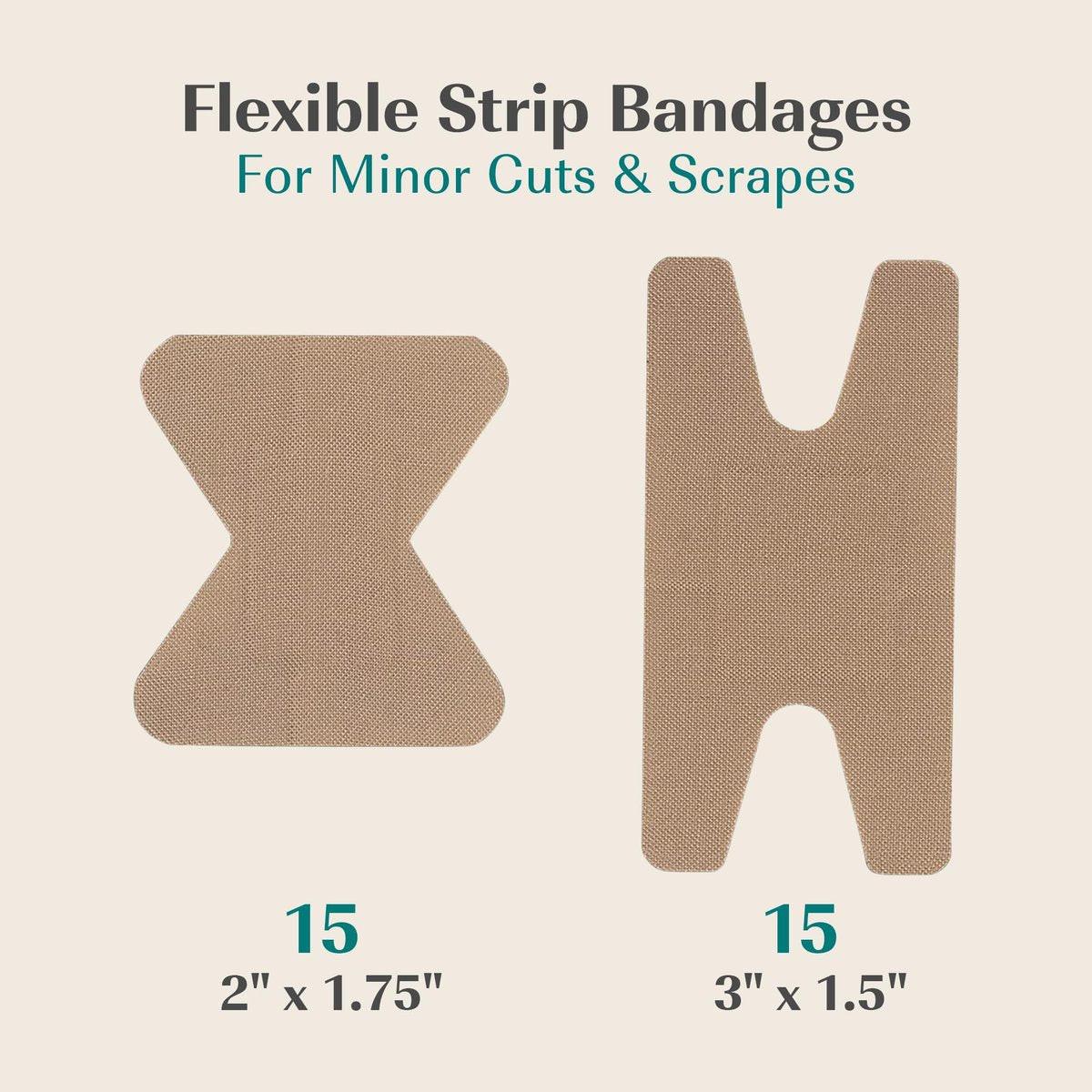 FEBU Eco-freundliche Bambus-Fingerspitzenpflaster | PFAS-freie Fingerpflaster für Erste Hilfe | Flexibler Stoff-Wundverband | Vollständig kompostierbar, Latexfrei | 30 Stück Finger- & Knöchelpflaster