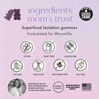 Boobie Bears Stillzeit-Gummibärchen | Unterstützt Milchproduktion, Immunsystem & Haarwachstum | Nahrungsergänzung für stillende Mütter mit Zink und Holunderbeere, 60 Stück
