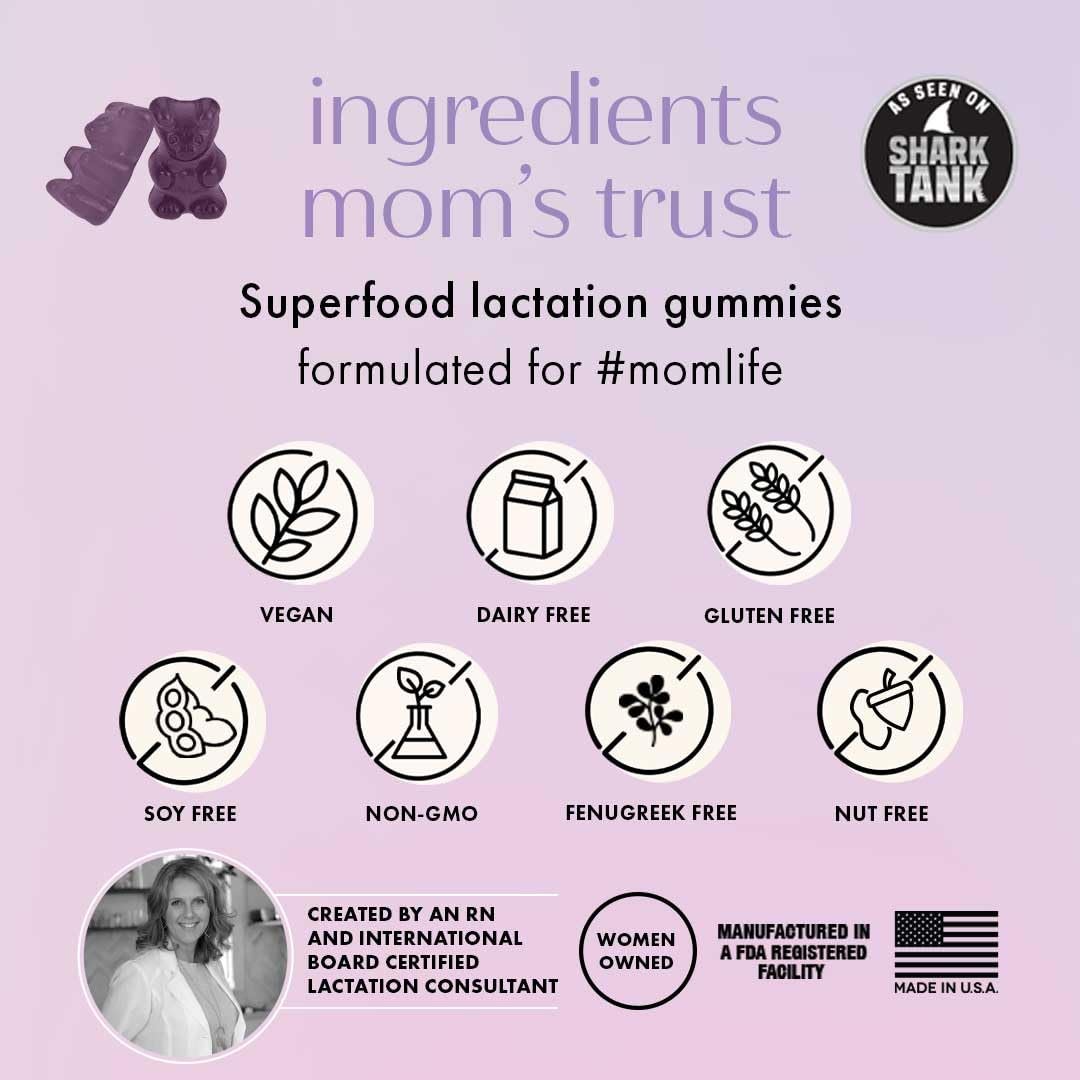 Boobie Bears Stillzeit-Gummibärchen | Unterstützt Milchproduktion, Immunsystem & Haarwachstum | Nahrungsergänzung für stillende Mütter mit Zink und Holunderbeere, 60 Stück