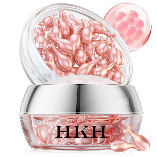 HKH Retinol Serum Kapseln für das Gesicht: Anti-Aging-Faltenpflege mit Vitamin A & E und Kollagen für Frauen – Feuchtigkeitsspendend, glättet feine Linien und strafft die Haut – Reisefreundlich (38 Kapseln)