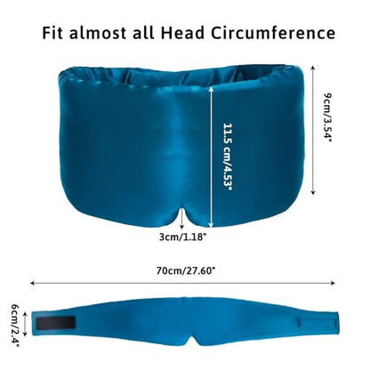 ATreebag Seiden Schlafmaske für Damen und Herren – Große Augenmaske mit verstellbarem Band, Marineblau