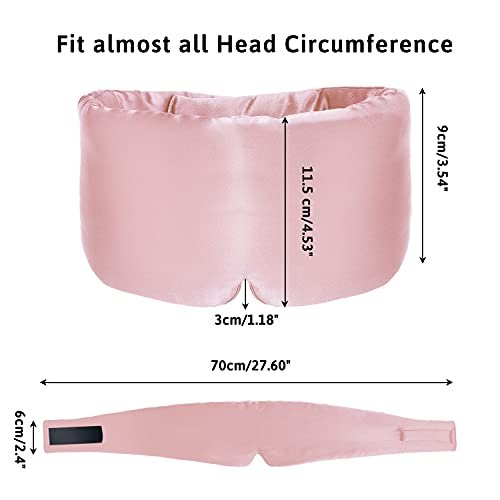 ATreebag Seidenschlafmaske für Damen und Herren, Maulbeerseide Augenmaske mit verstellbarem Band, Lichtdichte Schlafmaske für Reisen, Yoga, Nickerchen, Große Größe, Helles Pflaumenblau