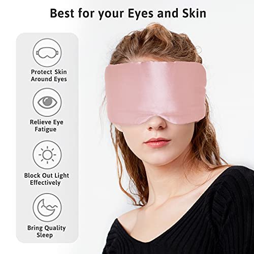 ATreebag Seidenschlafmaske für Damen und Herren, Maulbeerseide Augenmaske mit verstellbarem Band, Lichtdichte Schlafmaske für Reisen, Yoga, Nickerchen, Große Größe, Helles Pflaumenblau