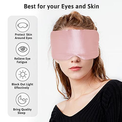 ATreebag Seidenschlafmaske für Damen und Herren, Maulbeerseide Augenmaske mit verstellbarem Band, Lichtdichte Schlafmaske für Reisen, Yoga, Nickerchen, Große Größe, Helles Pflaumenblau