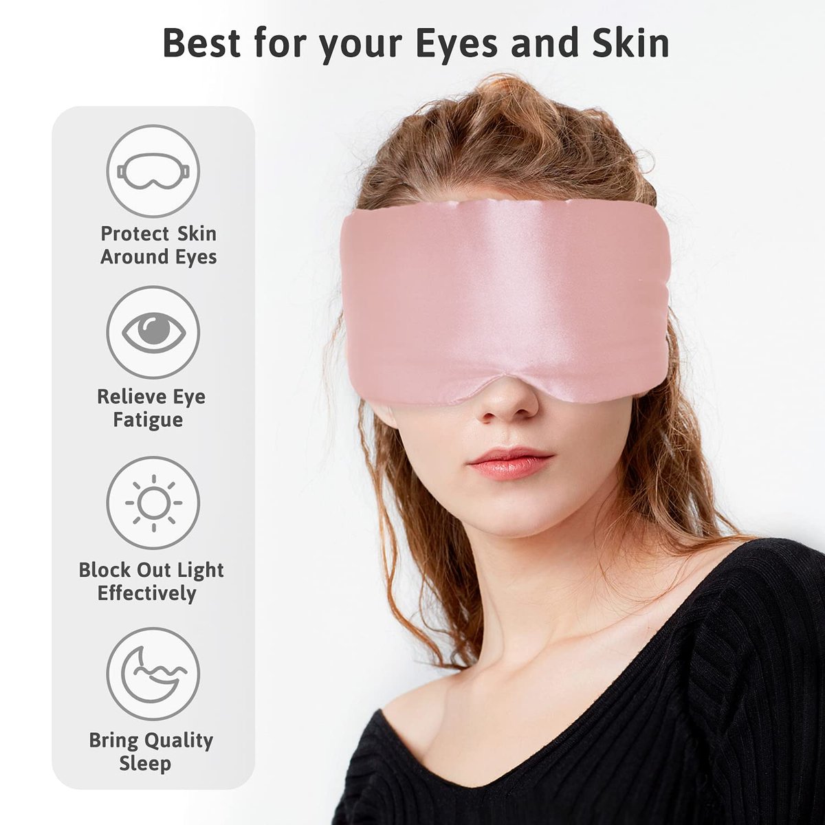 ATreebag Seidenschlafmaske für Damen und Herren, Maulbeerseide Augenmaske mit verstellbarem Band, Lichtdichte Schlafmaske für Reisen, Yoga, Nickerchen, Große Größe, Helles Pflaumenblau