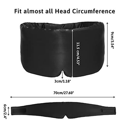 ATreebag Seidenschlafmaske für Damen und Herren – Maulbeerseide, Augenmaske mit verstellbarem Band, lichtdicht, für Schlaf, Reisen, Yoga, Nickerchen, große Größe, Schwarz