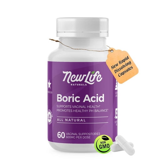 NewLife Naturals Borsäure-Zäpfchen für Frauen – 600 mg NF-Borsäurepulver, Vaginalgeruch & pH-Gleichgewicht, Vaginalzäpfchen, Hergestellt in USA, 60 Stück