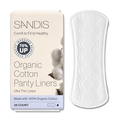 SANDIS Premium 100 % Bio Slipeinlagen - Chemiefreie Baumwoll-Binde, hautfreundlich, ultra dünn, für den täglichen Bedarf, 36 Stück