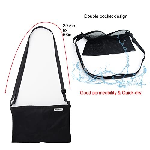 SUCONBE Verstellbarer Drainagebeutel-Halter nach Brust-OP – Drainage-Pouch mit Duschbeutel für Brustverkleinerung, Brustvergrößerung, postoperative Erholung (Schwarz, Zwei Taschen)