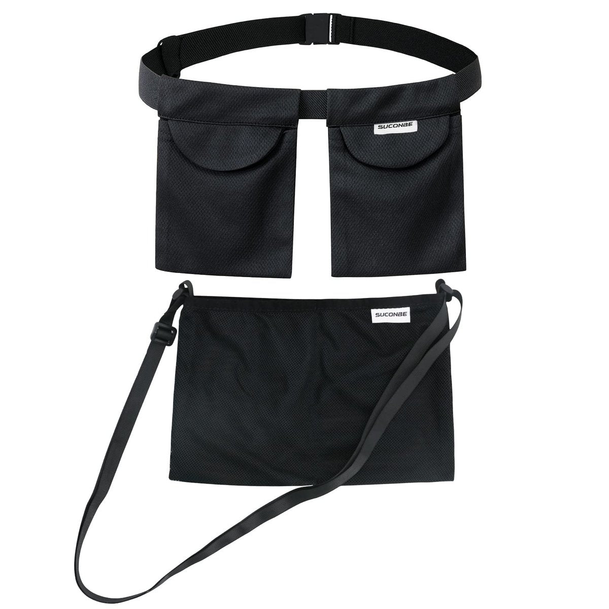 SUCONBE Verstellbarer Drainagebeutel-Halter nach Brust-OP – Drainage-Pouch mit Duschbeutel für Brustverkleinerung, Brustvergrößerung, postoperative Erholung (Schwarz, Zwei Taschen)