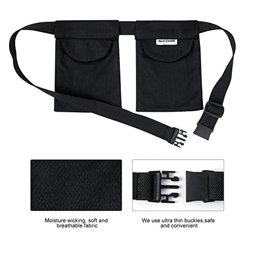 SUCONBE Verstellbarer Drainagebeutel-Halter nach Brust-OP – Drainage-Pouch mit Duschbeutel für Brustverkleinerung, Brustvergrößerung, postoperative Erholung (Schwarz, Zwei Taschen)