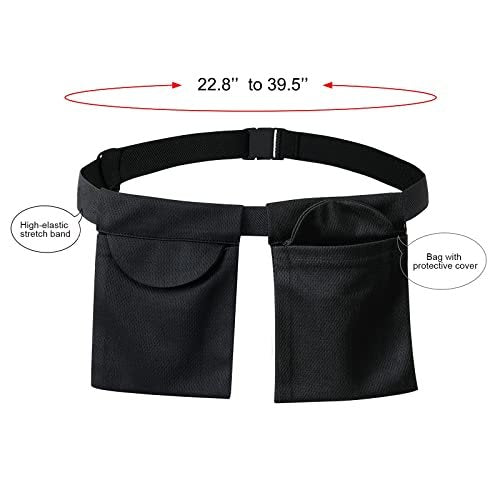 SUCONBE Verstellbarer Drainagebeutel-Halter nach Brust-OP – Drainage-Pouch mit Duschbeutel für Brustverkleinerung, Brustvergrößerung, postoperative Erholung (Schwarz, Zwei Taschen)