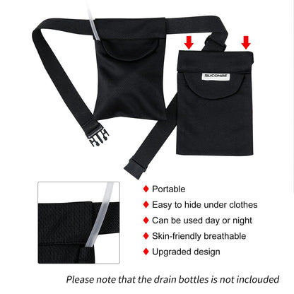 SUCONBE Verstellbarer Drainagebeutel-Halter nach Brust-OP – Drainage-Pouch mit Duschbeutel für Brustverkleinerung, Brustvergrößerung, postoperative Erholung (Schwarz, Zwei Taschen)