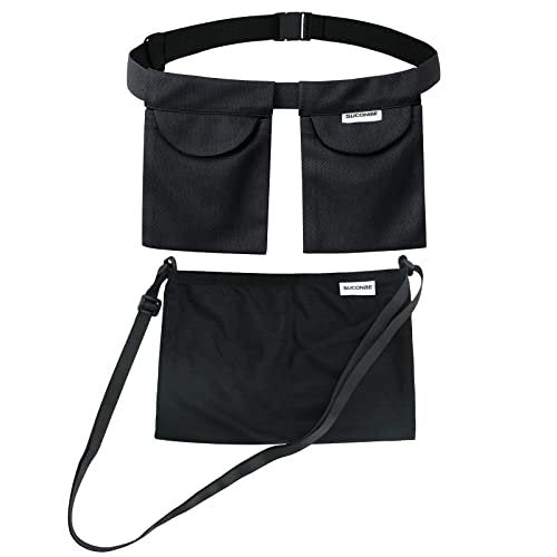 SUCONBE Verstellbarer Drainagebeutel-Halter nach Brust-OP – Drainage-Pouch mit Duschbeutel für Brustverkleinerung, Brustvergrößerung, postoperative Erholung (Schwarz, Zwei Taschen)