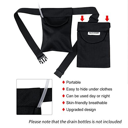 SUCONBE Verstellbarer Drainagebeutel-Halter nach Brust-OP – Drainage-Pouch mit Duschbeutel für Brustverkleinerung, Brustvergrößerung, postoperative Erholung (Schwarz, Zwei Taschen)