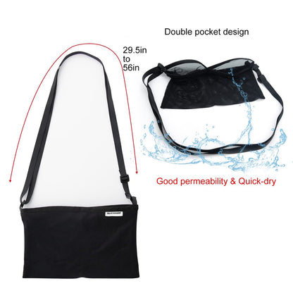 SUCONBE Verstellbarer Drainagebeutel-Halter nach Brust-OP – Drainage-Pouch mit Duschbeutel für Brustverkleinerung, Brustvergrößerung, postoperative Erholung (Schwarz, Zwei Taschen)