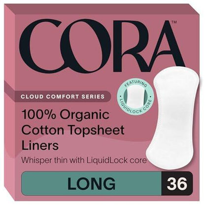 Cora 100% Bio-Baumwoll-Oberblatt Slipeinlagen (36 lange Slipeinlagen)