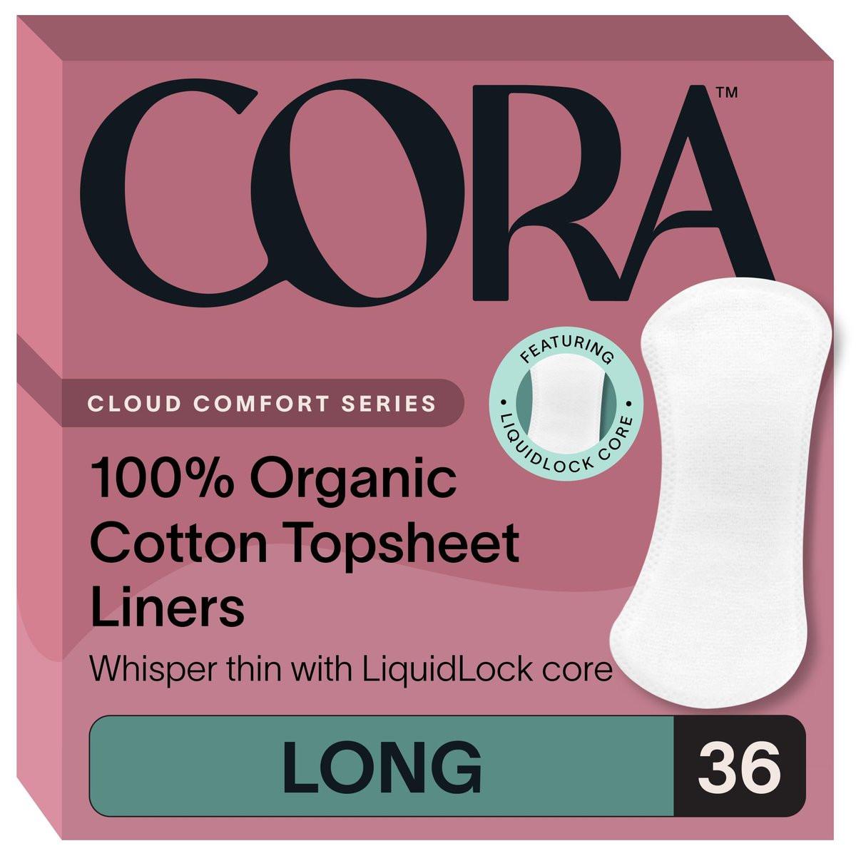 Cora 100% Bio-Baumwoll-Oberblatt Slipeinlagen (36 lange Slipeinlagen)