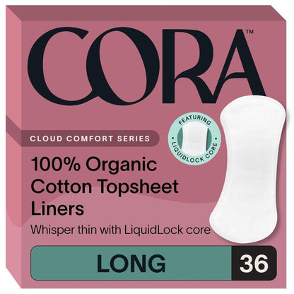 Cora 100% Bio-Baumwoll-Oberblatt Slipeinlagen (36 lange Slipeinlagen)