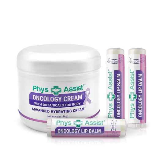 Onkologie Creme 118 ml + 3er Pack Lippenbalsam – Feuchtigkeitsspendende Pflege für gestresste Haut bei Chemo- oder Strahlentherapie – Hauttherapie – Hergestellt mit pflanzlichen Inhaltsstoffen