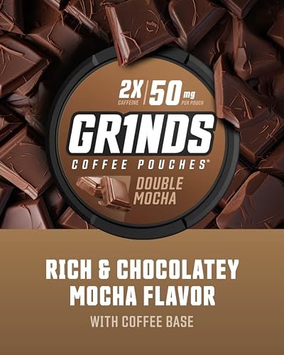 Grinds Coffee Pouches Double Mocha – 3 Dosen, 18 Pouches pro Dose – Koffeinalternative ohne Brühen