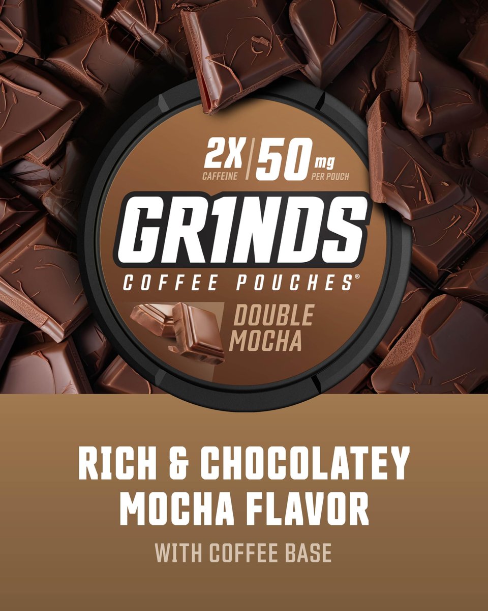 Grinds Coffee Pouches Double Mocha – 3 Dosen, 18 Pouches pro Dose – Koffeinalternative ohne Brühen