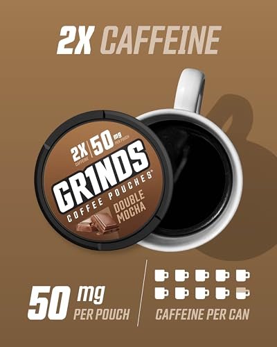 Grinds Coffee Pouches Double Mocha – 3 Dosen, 18 Pouches pro Dose – Koffeinalternative ohne Brühen