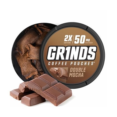 Grinds Coffee Pouches Double Mocha – 3 Dosen, 18 Pouches pro Dose – Koffeinalternative ohne Brühen