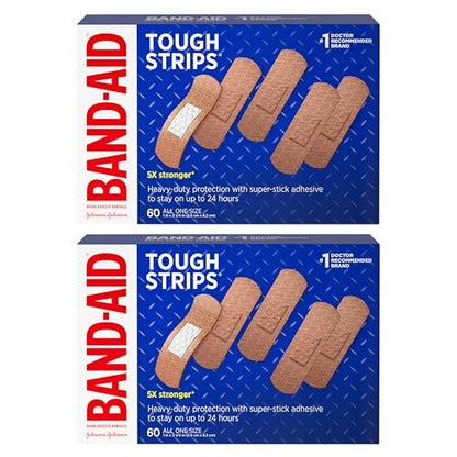 BAND-AID Brand Tough Strips Wundpflaster – Strapazierfähiger Schutz für kleine Schnitte und Schürfwunden, Einheitsgröße, 2er-Pack